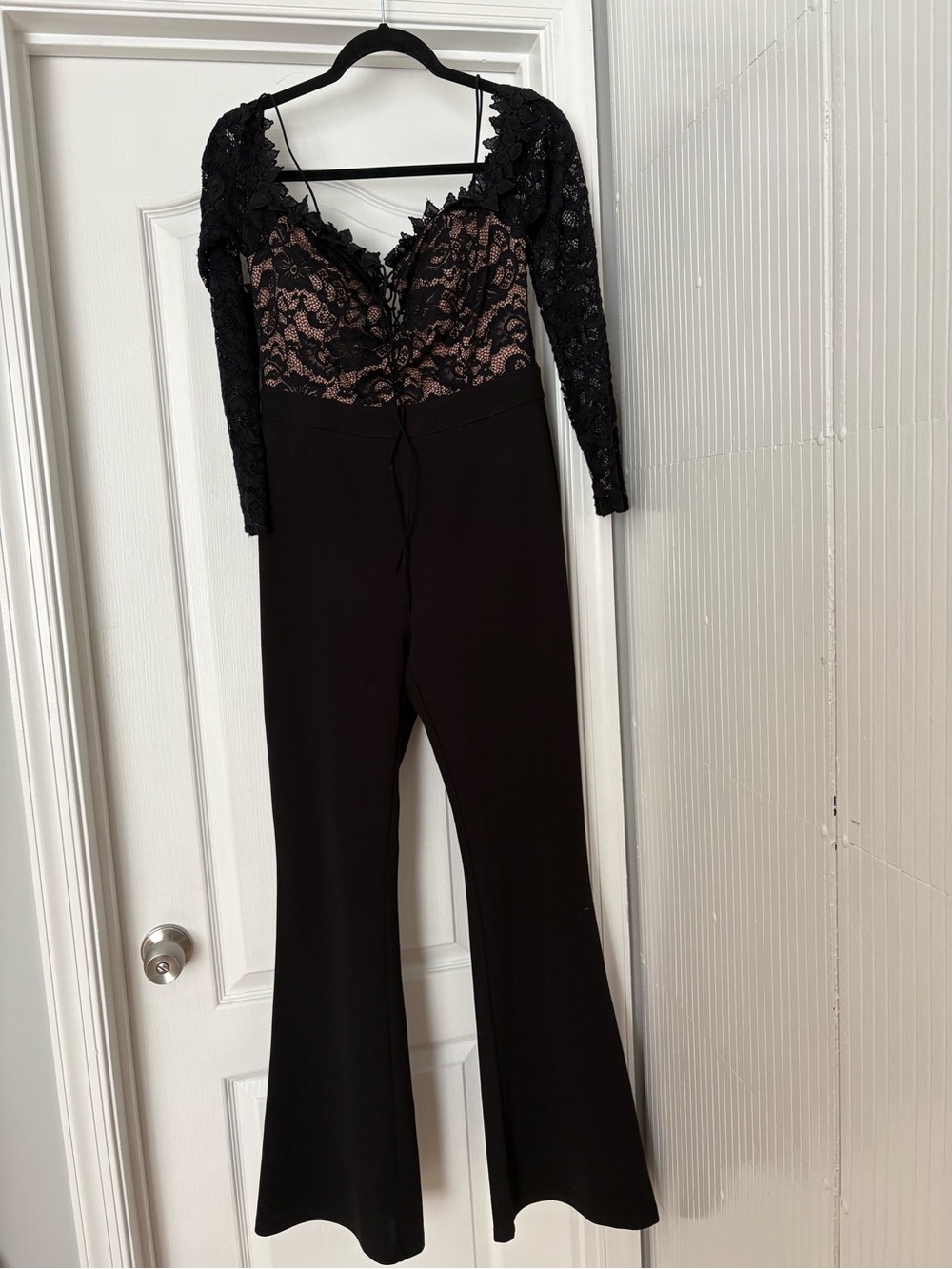 Entry Black Lace Bodice Jumpsuit with Nude Lining